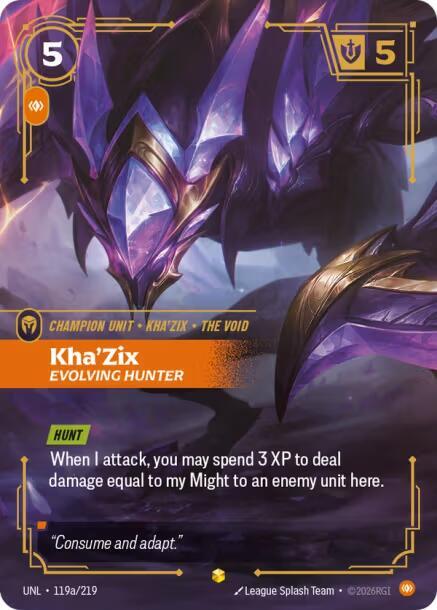 [Unleashed] Kha'Zix, Evolving Hunter (Alternate Art) — 119a/219