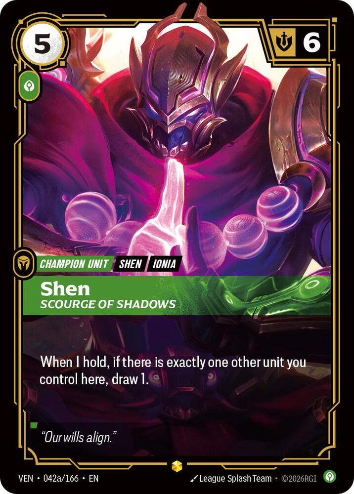 [Vendetta] Shen, Scourge of Shadows (Alternate Art) — 042a/166