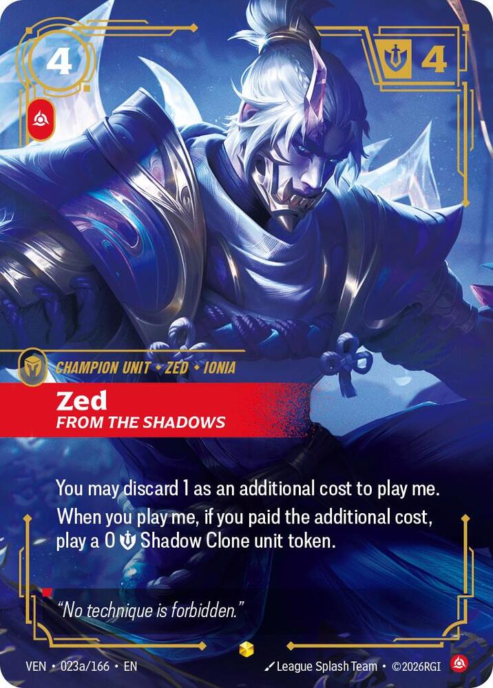 [Vendetta] Zed, From the Shadows (Alternate Art) — 023a/166